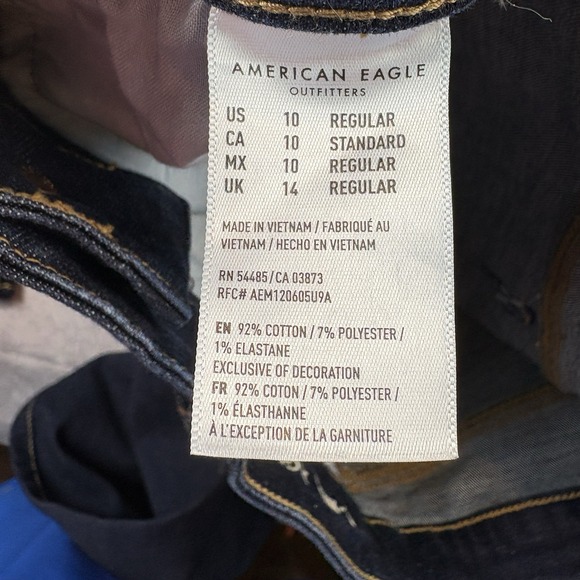 American Eagle Jeans Womens 10 Dark Blue High Rise Jegging Super Stretch - Picture 7 of 8